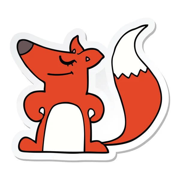 Sticker of a cartoon fox — Stock Vector