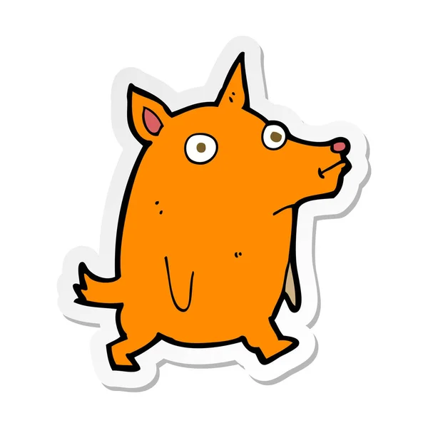 Sticker Cartoon Funny Little Dog — Stock Vector