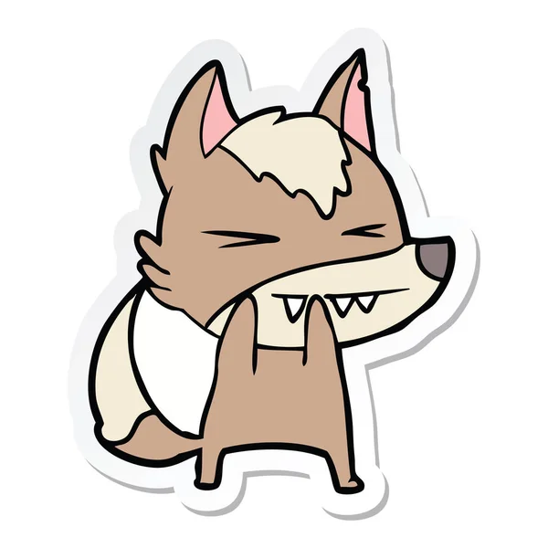 Sticker Angry Wolf Cartoon — Stock Vector