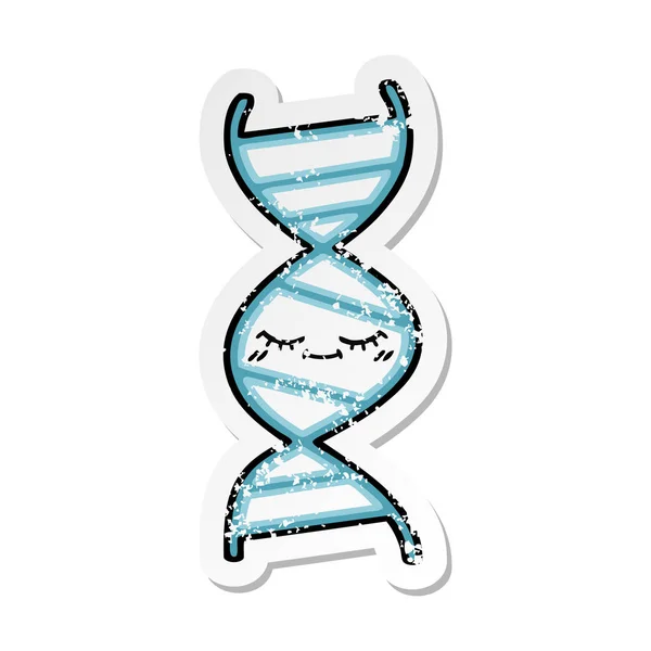 Distressed sticker of a cute cartoon DNA strand — Stock Vector