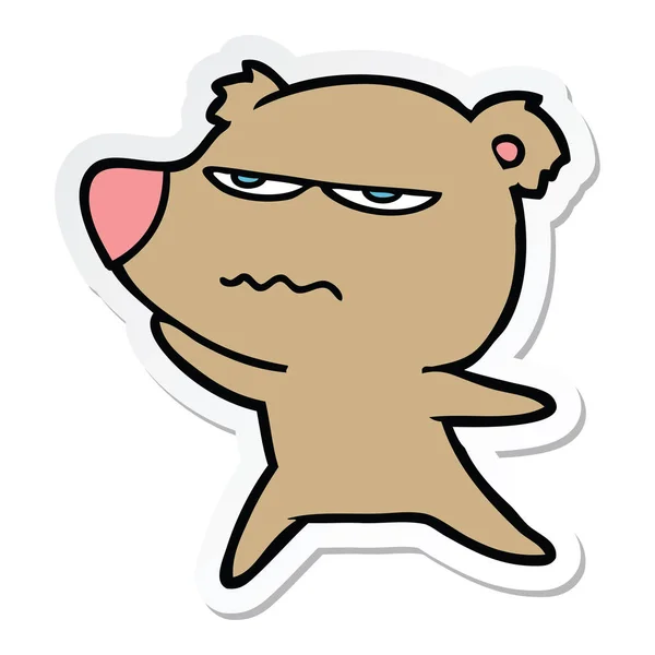 Adesivo di un cartone animato orso arrabbiato — Vettoriale Stock