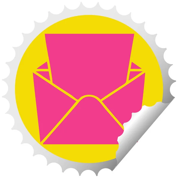 Bizarre circulaire peeling autocollant lettre de dessin animé et enveloppe — Image vectorielle