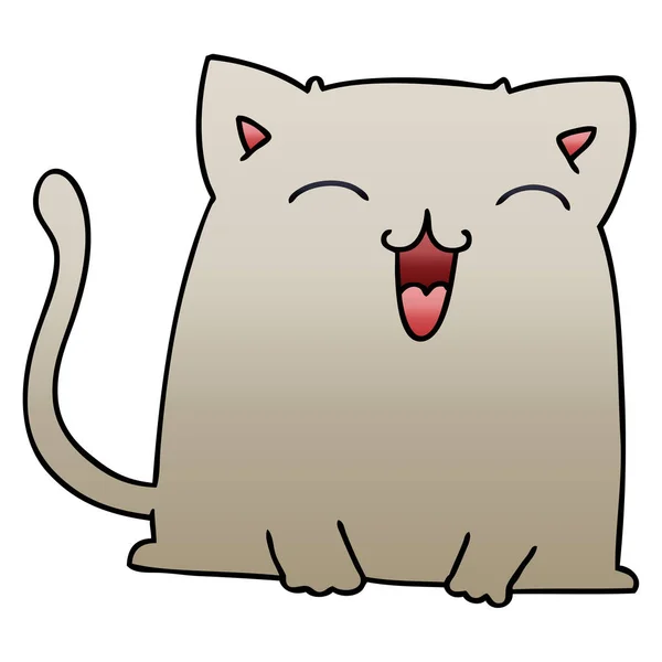 Gradient Schattierte Skurrile Cartoon Katze — Stockvektor