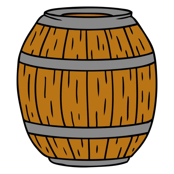木製の樽の手描き下ろし漫画落書き — ストックベクタ