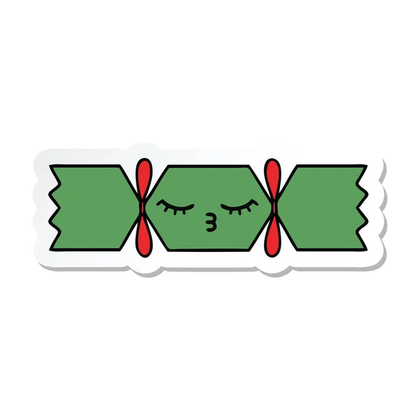 Sticker van een leuke cartoon christmas cracker — Stockvector