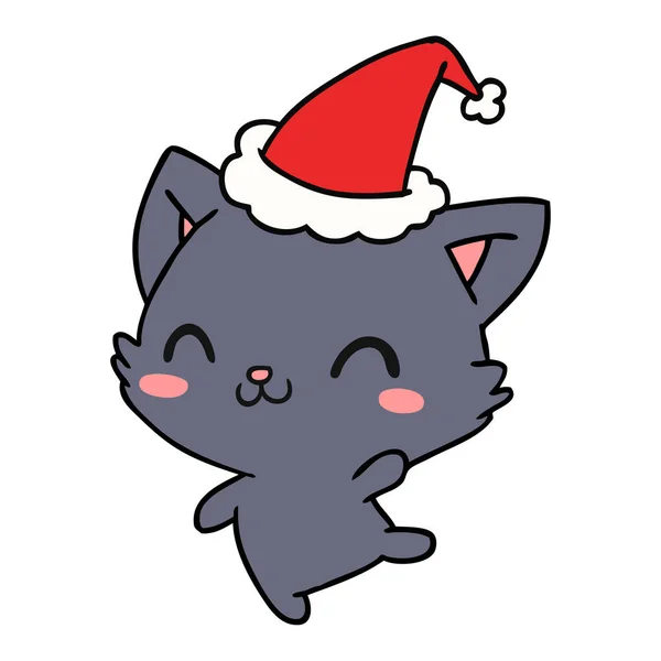 Dibujos animados de Navidad de gato kawaii — Vector de stock