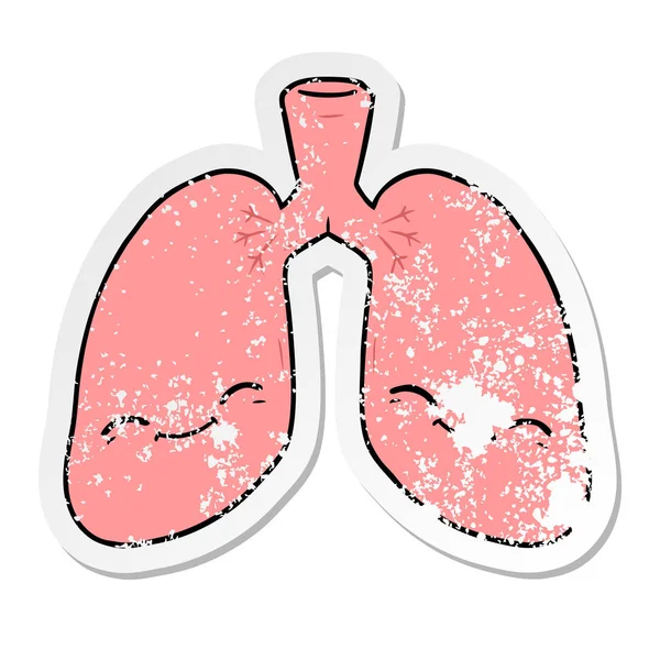Nödställda klistermärke av en tecknad lungor — Stock vektor