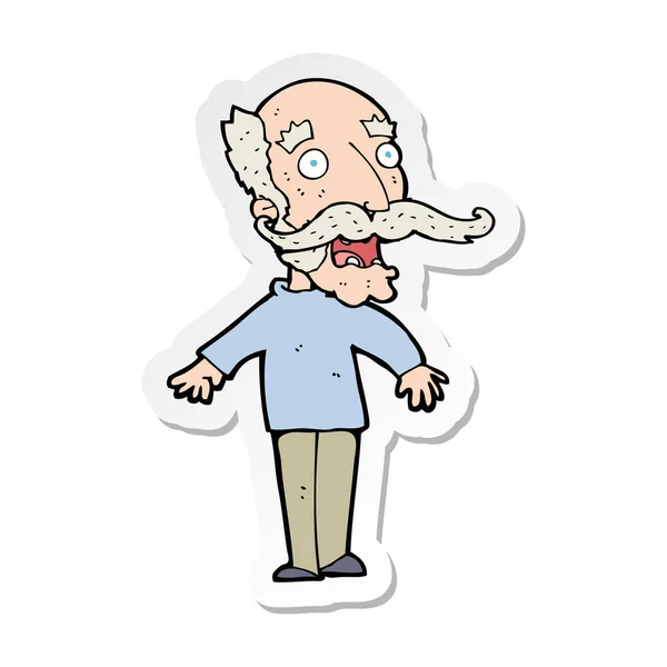 Sticker Cartoon Old Man Gasping Surprise — Stock Vector