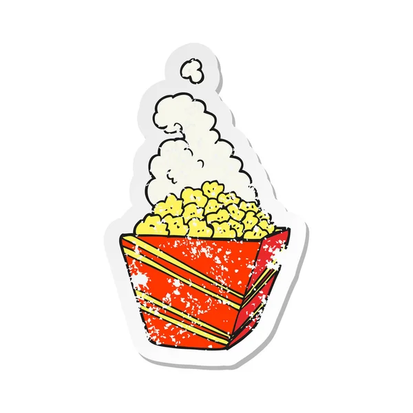 Retro-Aufkleber eines Cartoons mit frischem Popcorn — Stockvektor
