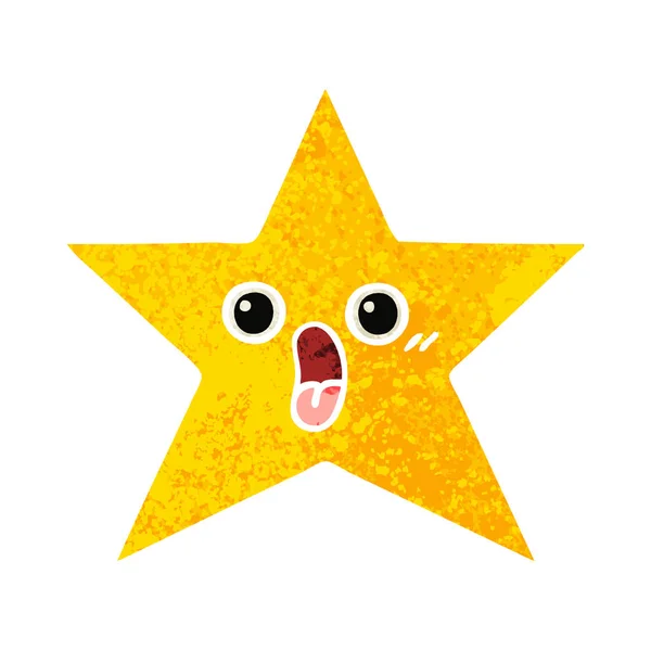 Kreslený Styl Retro Obrázek Zlaté Hvězdy — Stockový vektor