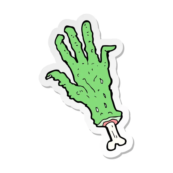 Sticker of a cartoon zombie hand — Stock Vector