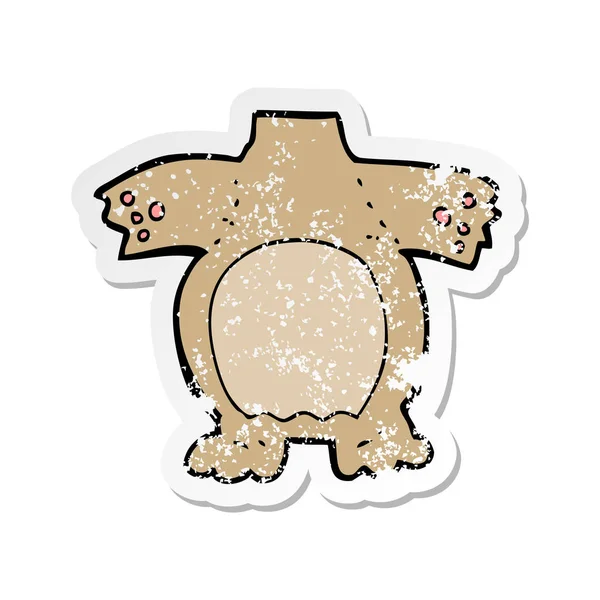 Pegatina Retro Angustiado Cuerpo Oso Peluche Dibujos Animados — Vector de stock