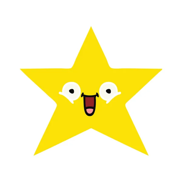 Plochý Barevný Retro Kreslený Zlaté Hvězdy — Stockový vektor