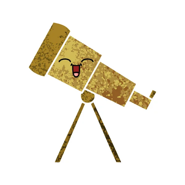 Telescopio cartone animato stile illustrazione retrò — Vettoriale Stock