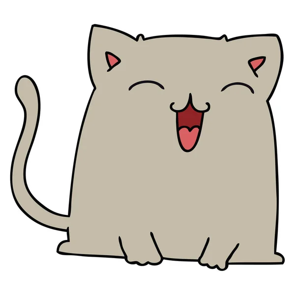 Mão peculiar desenhado desenho animado gato — Vetor de Stock