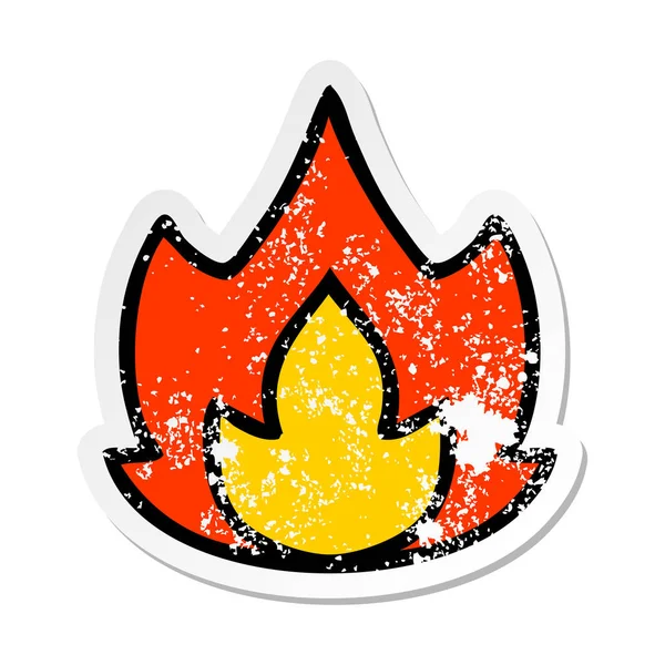 Distressed Sticker Cute Cartoon Fire — Stock Vector