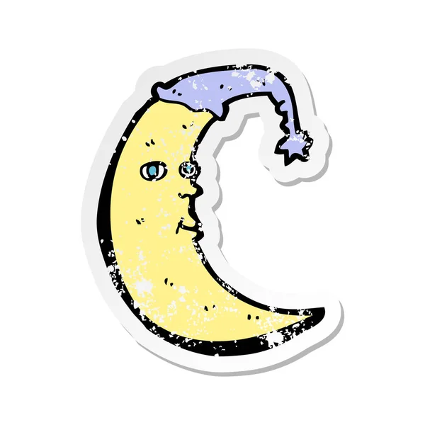 Retro distressed sticker of a sleepy moon cartoon — Stock Vector