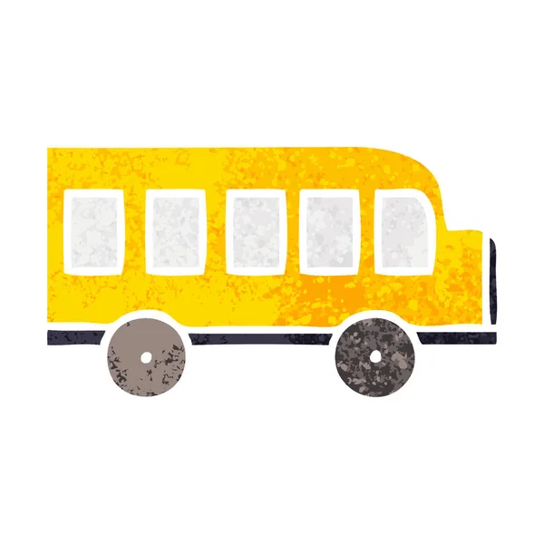 Retro illustration style cartoon school bus — Stock Vector