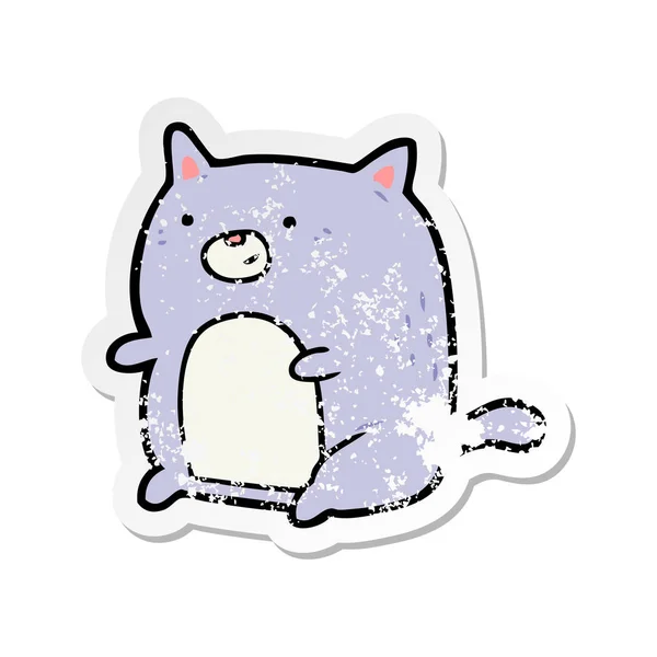 Distressed Sticker Cartoon Cat — Stock Vector