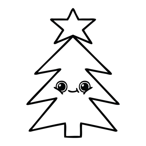 Dessin Trait Dessin Animé Arbre Noël — Image vectorielle