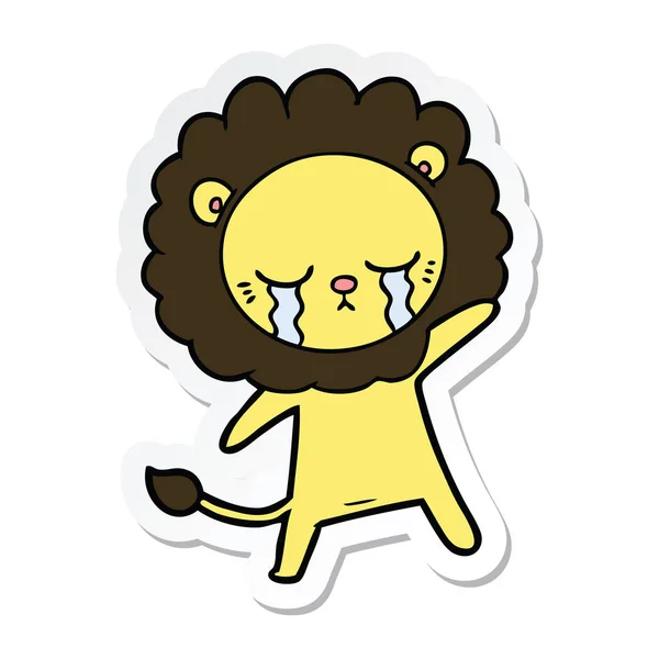 Sticker of a crying cartoon lion — Stock Vector