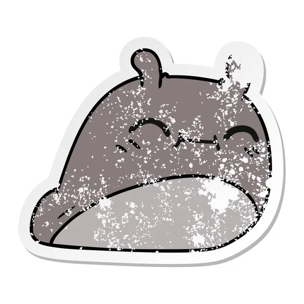 Distressed sticker cartoon of a happy kawaii slug — Stock Vector