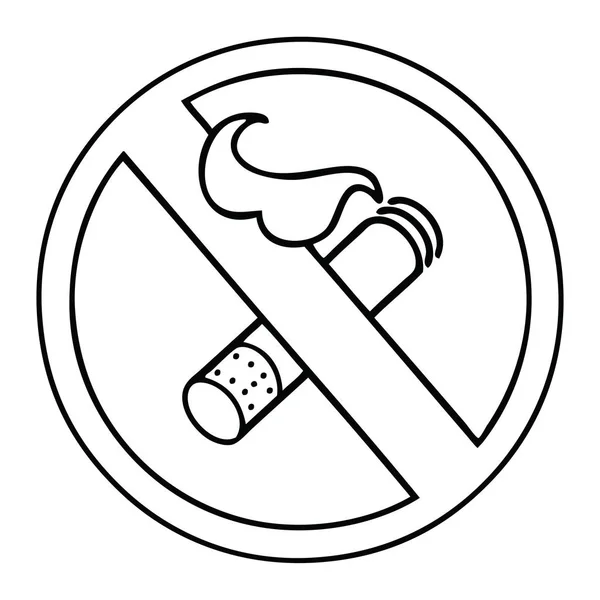 Linea disegno cartone animato non fumare permesso segno — Vettoriale Stock