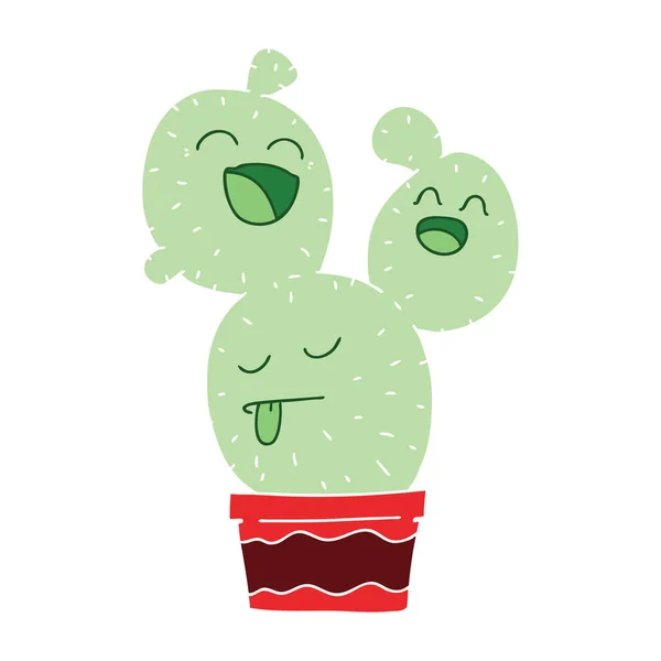 Mano Dibujado Peculiar Cactus Dibujos Animados — Vector de stock