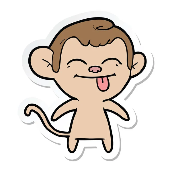 Sticker of a funny cartoon monkey — Stock Vector