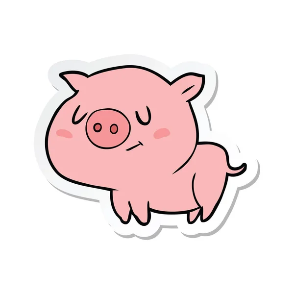 Klistermärke av en tecknad gris — Stock vektor