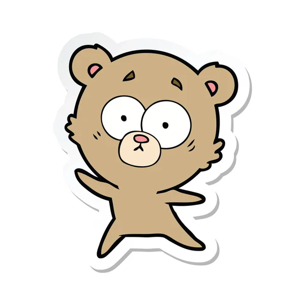 Pegatina de un oso ansioso de dibujos animados — Vector de stock