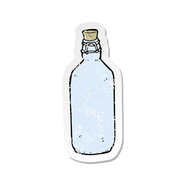 Pegatina Retro Angustiado Una Botella Tradicional Dibujos Animados — Vector de stock