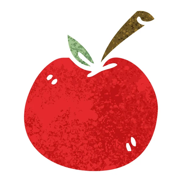 Egendomliga retro illustration stil tecknad apple — Stock vektor