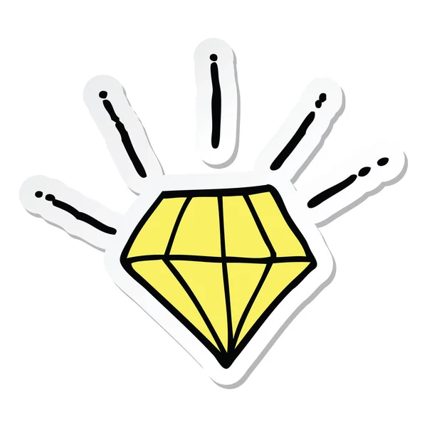Klistermärke Tecknad Tatuering Diamant — Stock vektor