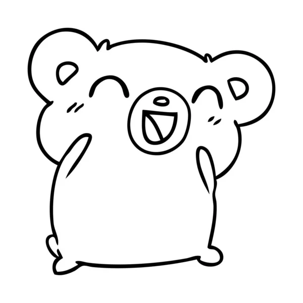 Линия рисования Кавайи милый плюшевый мишка — стоковый вектор
