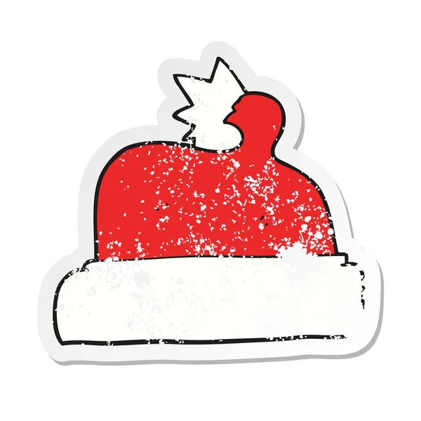 Retro-Aufkleber einer Cartoon-Weihnachtsmütze — Stockvektor