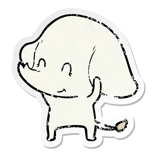 かわいい漫画の象の苦しめられたステッカー — ストックベクタ