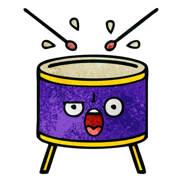 Retro grunge doku karikatür bir davul