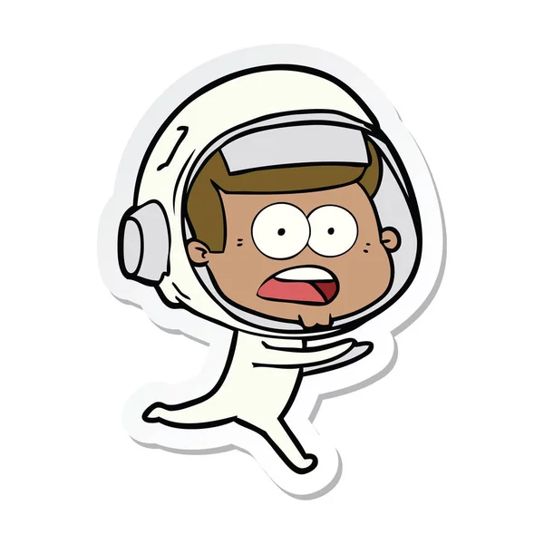 Pegatina de un astronauta sorprendido de dibujos animados — Vector de stock