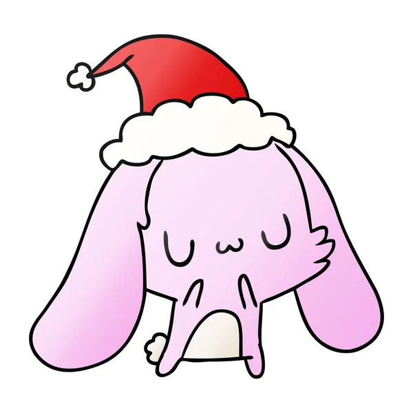 Caricatura Gradiente Navidad Dibujado Mano Conejo Kawaii — Archivo Imágenes Vectoriales