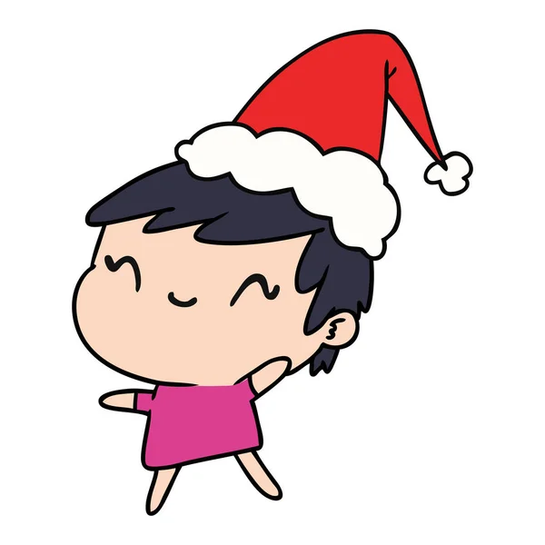 Desenhos animados de Natal da menina kawaii — Vetor de Stock