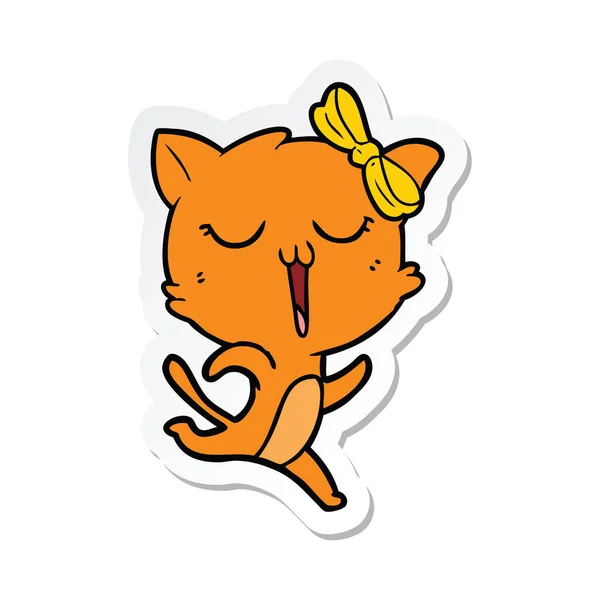 Sticker van een cartoon kat — Stockvector