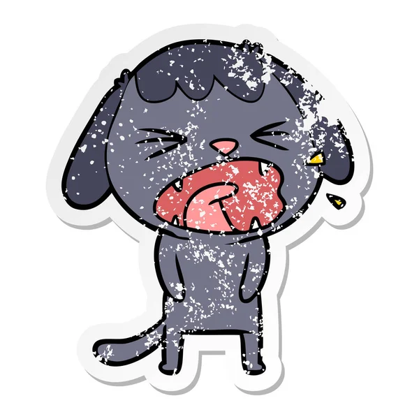 Distressed Sticker Cute Cartoon Dog — Stock Vector