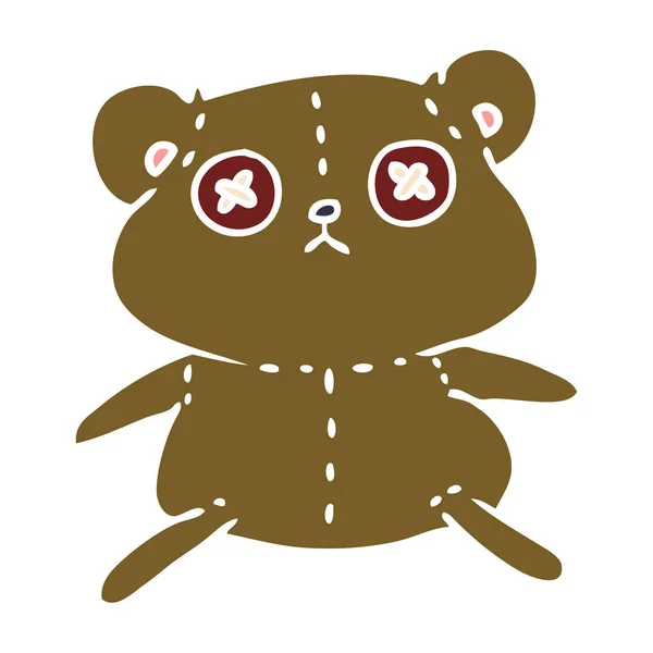 Dessin animé d'un ours en peluche mignon cousu — Image vectorielle