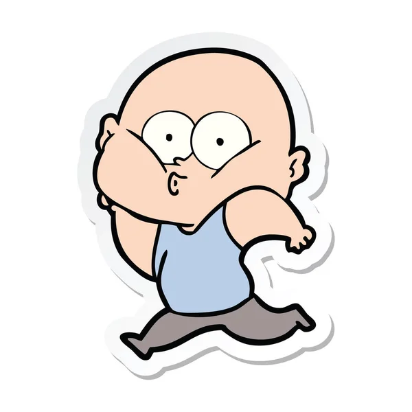 Sticker of a cartoon bald man staring — Stock Vector