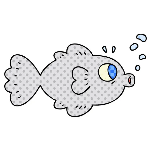 Peculiar cómic estilo de dibujos animados peces — Vector de stock