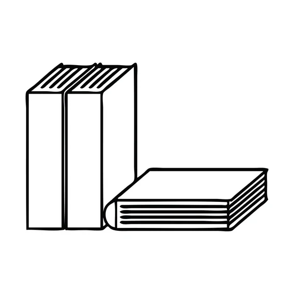 Linea disegno cartone animato di libri — Vettoriale Stock