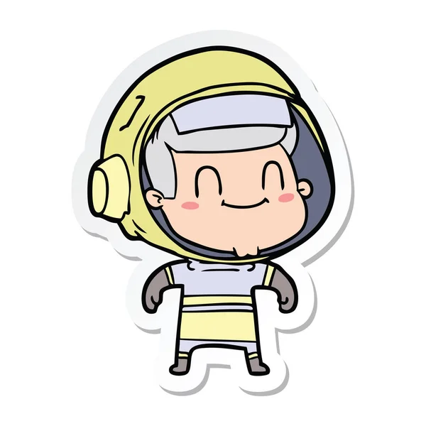 Sticker Van Een Happy Cartoon Astronaut Man — Stockvector