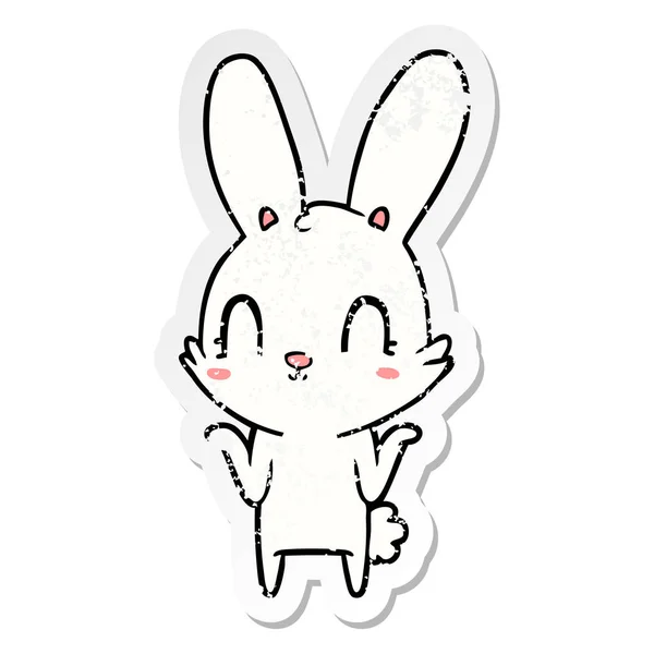 Засмучений Наклейка Милого Мультяшного Кролика — стоковий вектор