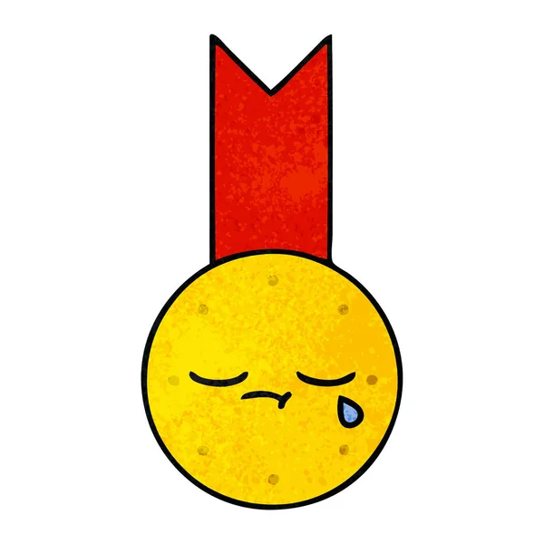 Ρετρό Grunge Υφή Γελοιογραφία Της Χρυσό Μετάλλιο — Διανυσματικό Αρχείο